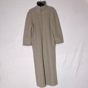 Vintage Kayanna Lingerie Beige Maxi Lgth Front Zip Fleece MockNeck Housecoat S